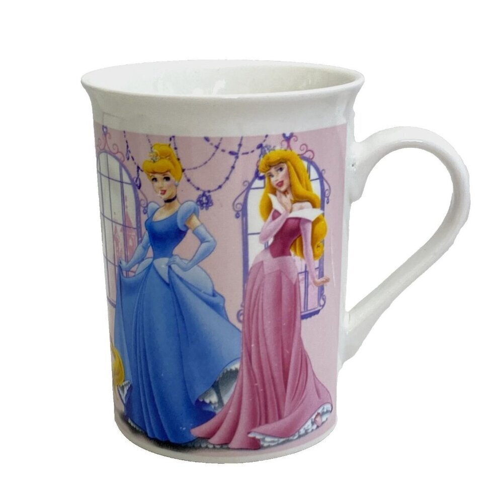 Disney Princess 5 Princesses Ceramic Mug Coffee Cup White Pink 2012